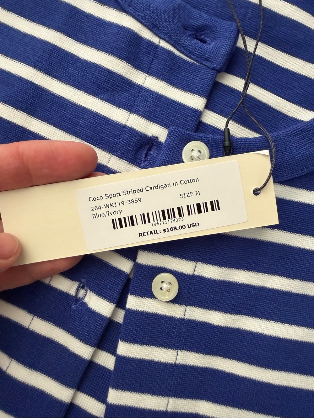 Alex Mill Blue and White Striped Button Cardigan - Picture 4 of 4